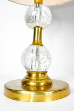 Vintage Pair Glass Brass Table Lamps - 399092