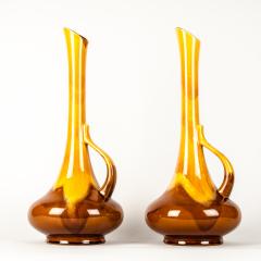 Vintage Pair Glazed Ceramic Decorative Vases Pieces - 298300