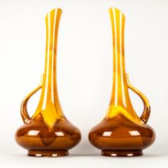 Vintage Pair Glazed Ceramic Decorative Vases Pieces - 298301