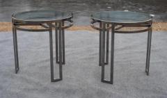 Vintage Pair Post Modern Side or End Tables Chrome Glass Architectural Style - 3947370