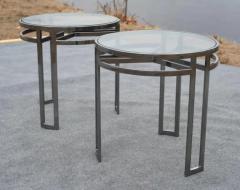 Vintage Pair Post Modern Side or End Tables Chrome Glass Architectural Style - 3947373