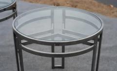 Vintage Pair Post Modern Side or End Tables Chrome Glass Architectural Style - 3947374