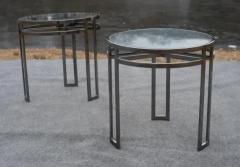 Vintage Pair Post Modern Side or End Tables Chrome Glass Architectural Style - 3947430