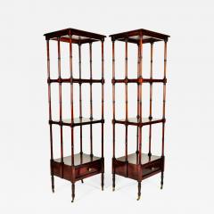 Vintage Pair Solid Mahogany Wood Display Etageres Shelves  - 922494