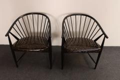 Vintage Pair Swedish Ebonized Beechwood Sunfeather Lounge Chairs by Sonna Rosen - 4696216
