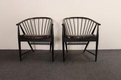 Vintage Pair Swedish Ebonized Beechwood Sunfeather Lounge Chairs by Sonna Rosen - 4696217