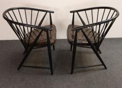 Vintage Pair Swedish Ebonized Beechwood Sunfeather Lounge Chairs by Sonna Rosen - 4696218