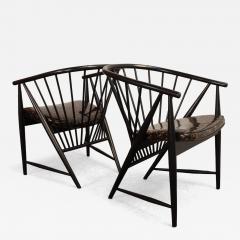 Vintage Pair Swedish Ebonized Beechwood Sunfeather Lounge Chairs by Sonna Rosen - 4697568