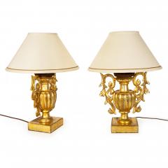 Vintage Pair of Carved Giltwood Table Lamps - 4502319