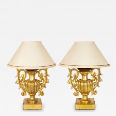 Vintage Pair of Carved Giltwood Table Lamps - 4504292