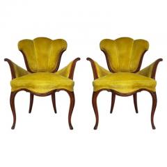 Vintage Pair of Hollywood Regency Art Nouveau Style French Lounge Armchairs - 3433212