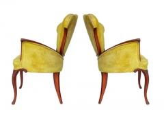 Vintage Pair of Hollywood Regency Art Nouveau Style French Lounge Armchairs - 3433371