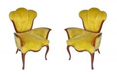 Vintage Pair of Hollywood Regency Art Nouveau Style French Lounge Armchairs - 3433374