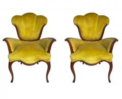 Vintage Pair of Hollywood Regency Art Nouveau Style French Lounge Armchairs - 3433430