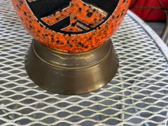 Vintage Pair of Orange Textured Ceramic Table Lamps Mid Century Modern - 4429120