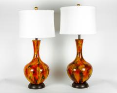 Vintage Pair of Porcelain Table or Task Lamps with Brass Base - 554561