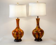 Vintage Pair of Porcelain Table or Task Lamps with Brass Base - 554563