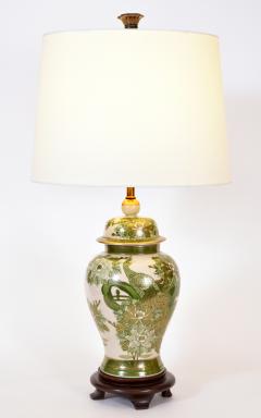 Vintage Pair of Porcelain Task Table Lamps with Wood Base - 801941