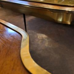 Vintage Pair of Wood Brass and Black Gold Striped Murano Glass Coffee Tables - 1684359