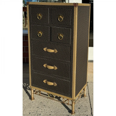 Vintage Parisian Leather Clad Luggage Trunk Chest of Drawers - 3474230