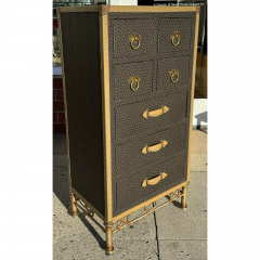 Vintage Parisian Leather Clad Luggage Trunk Chest of Drawers - 3474231