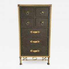 Vintage Parisian Leather Clad Luggage Trunk Chest of Drawers - 3475969