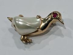 Vintage Pearl and Ruby Brooch in the form of a standing Duck - 1435705