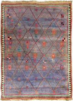 Vintage Persian Gabbeh Rug with Blue Field and Traditional Symbols - 2198267