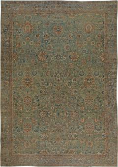 Vintage Persian Kirman Botanic Green Handmade Wool Rug - 2447281