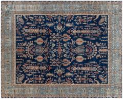 Vintage Persian Kirman in Shades of Rust Beige and Light Blue Handmade Wool Rug - 4122327