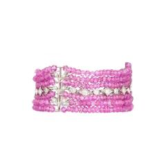 Vintage Platinum Diamond Pink Sapphire Bead Bracelet - 3500009