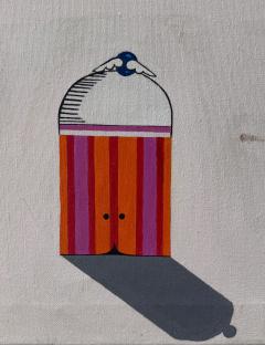Vintage Playful Surreal Pop Art Painting on Canvas Signed - 4577731