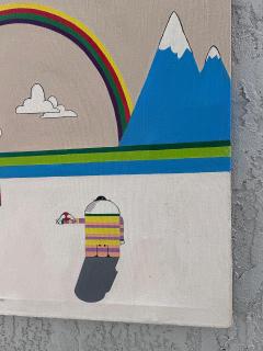 Vintage Playful Surreal Pop Art Painting on Canvas Signed - 4577750