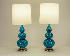 Vintage Porcelain Pair of Table Lamps with Brass Base - 555039