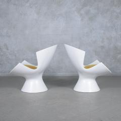 Vintage Post Modern Lounge Chairs in White Lacquer Finish Expertly Restored - 3355178