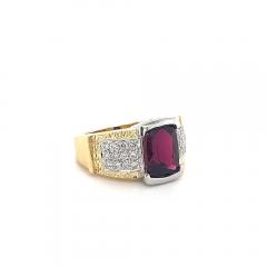 Vintage Radiant Cut 4 50 Carat Red Rubellite Tourmaline and Diamond Ring - 3522223