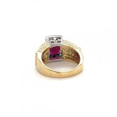 Vintage Radiant Cut 4 50 Carat Red Rubellite Tourmaline and Diamond Ring - 3522224