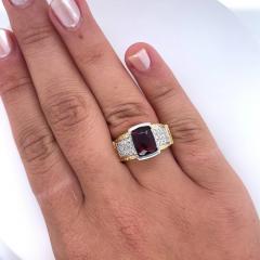 Vintage Radiant Cut 4 50 Carat Red Rubellite Tourmaline and Diamond Ring - 3522228