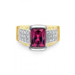 Vintage Radiant Cut 4 50 Carat Red Rubellite Tourmaline and Diamond Ring - 3522277