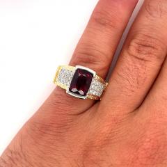 Vintage Radiant Cut 4 50 Carat Red Rubellite Tourmaline and Diamond Ring - 3522285