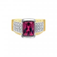 Vintage Radiant Cut 4 50 Carat Red Rubellite Tourmaline and Diamond Ring - 3610299