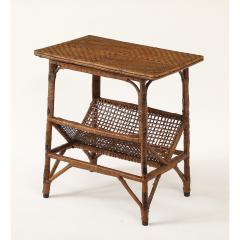 Vintage Rattan Side Table with Magazine Rack Base - 4370387