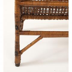 Vintage Rattan Side Table with Magazine Rack Base - 4370388