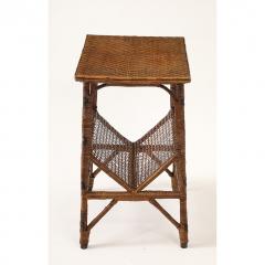 Vintage Rattan Side Table with Magazine Rack Base - 4370392