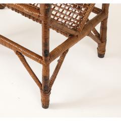 Vintage Rattan Side Table with Magazine Rack Base - 4370393