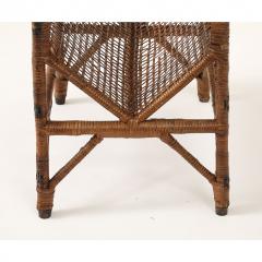 Vintage Rattan Side Table with Magazine Rack Base - 4370395