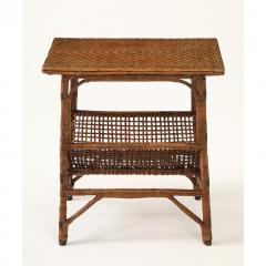 Vintage Rattan Side Table with Magazine Rack Base - 4370397