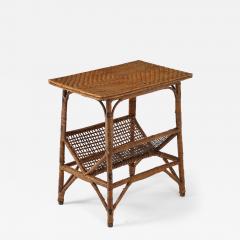 Vintage Rattan Side Table with Magazine Rack Base - 4370451
