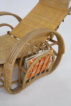 Vintage Rattan and Bamboo Armchair with Magazine Holder - 3646770