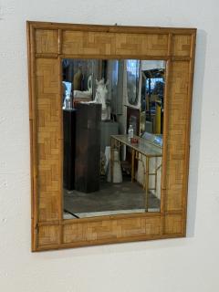 Vintage Rattan and Bamboo Wall Mirror - 4291965